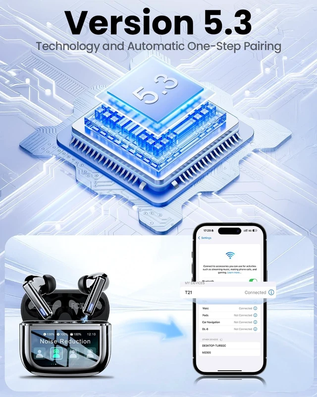 Alt view image 4 of 5 - Wireless Earbuds, ANC Noise Cancelling Ear Buds with Touch Screen, Jetblack