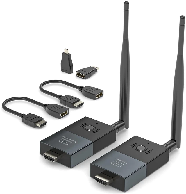 Main image of Wireless HDMI Transmitter and Receiver, 330FT/100M Wireless HDMI Extender for 4K Decode Input 1080P@60Hz Output, Plug&Play Portable 2.4G+5.8G for Video and Audio to Monitor from PC/Proje