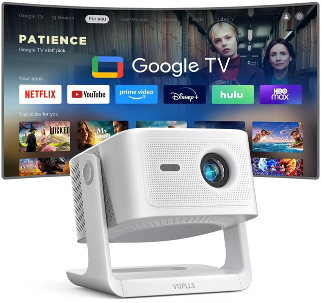 Main image of Official Licensed Google TV4K Smart Projector with WiFi and Bluetooth, VOPLLS Outdoor Projectors with 50W Dolby/AI Auto Focus, Portable Movie Phone Wireless Gaming Wifi Proyector for Bedroom/Ho