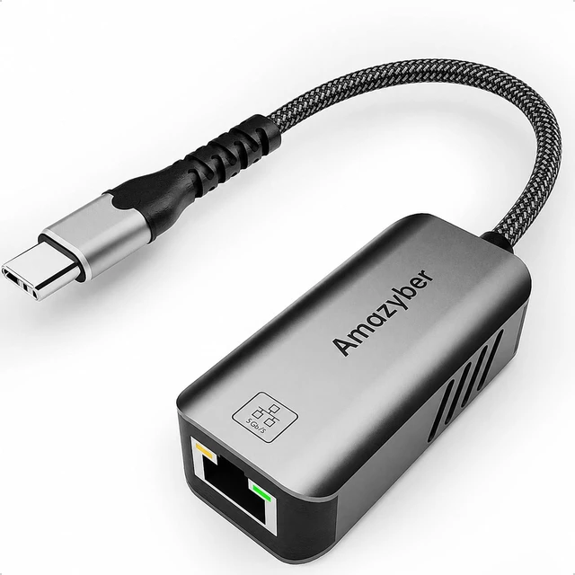 Main image of Amazyber 5Gbps USB C to Ethernet Adapter 5000Mbps RJ45 LAN Network Dongle