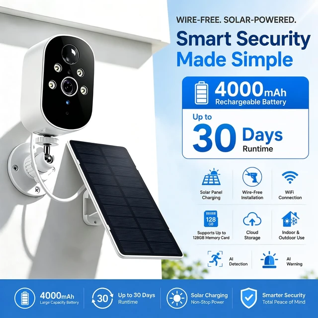 Alt view image 2 of 5 - XVIM 2K Solar Security Camera Wireless Outdoor (White-5)
