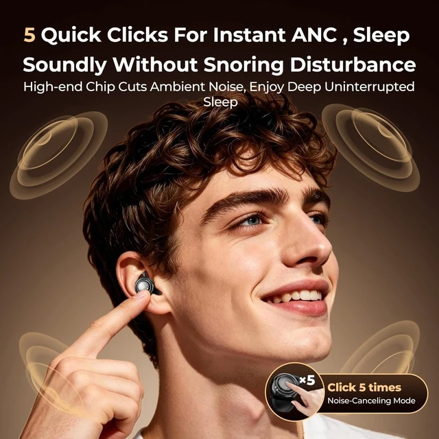 Alt view image 5 of 5 - VL02 Sleep Earbuds for Side Sleepers, Small Invisible Earbud for Sleeping ^^ Noise Cancelling Headphones for Sleep, Bluetooth 6.0 Earbuds, Hidden in-Ear Ear Buds for Sleeping, Travel, Work(Black)