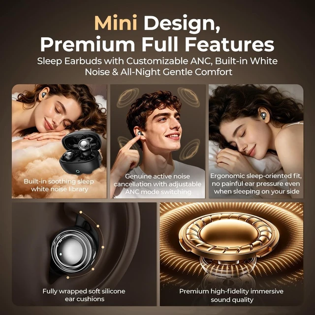 Alt view image 4 of 5 - VL02 Sleep Earbuds for Side Sleepers, Small Invisible Earbud for Sleeping ^^ Noise Cancelling Headphones for Sleep, Bluetooth 6.0 Earbuds, Hidden in-Ear Ear Buds for Sleeping, Travel, Work(Black)