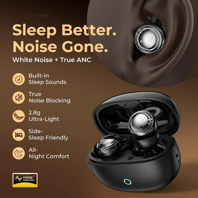 Alt view image 2 of 5 - VL02 Sleep Earbuds for Side Sleepers, Small Invisible Earbud for Sleeping ^^ Noise Cancelling Headphones for Sleep, Bluetooth 6.0 Earbuds, Hidden in-Ear Ear Buds for Sleeping, Travel, Work(Black)