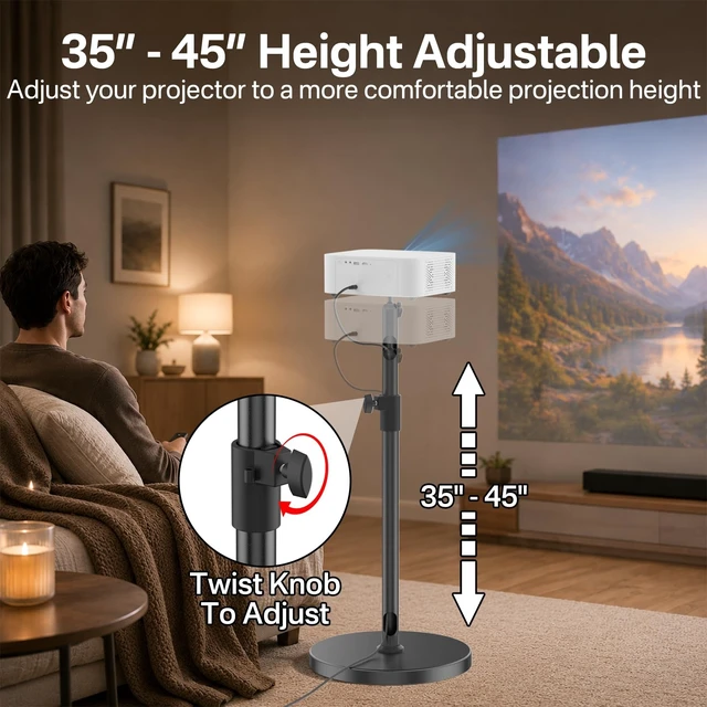 Alt view image 4 of 5 - Adjustable Projector Stand for Aurzen Projector Floor Stand with 1/4" Screw
