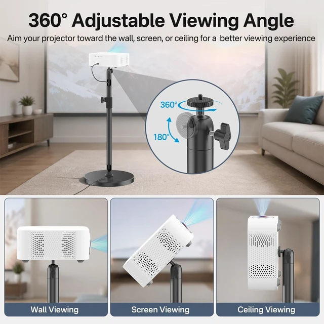Alt view image 3 of 5 - Adjustable Projector Stand for Aurzen Projector Floor Stand with 1/4" Screw