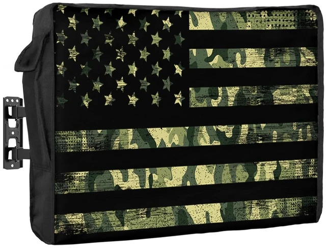 Main image of Camouflage American Flag Outdoor TV Cover 52-55 Inch Weatherproof, Oxford Heavy Duty Waterproof Outside Flat Screen TV Cover Protector for Television Outdoor Accessories Rustic Retro Green Flag