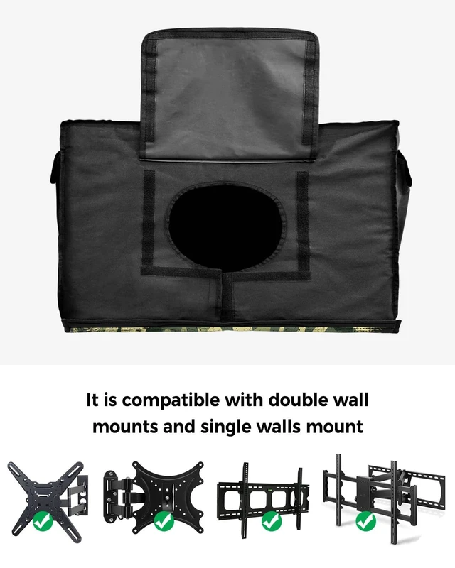 Alt view image 4 of 5 - Camouflage American Flag Outdoor TV Cover 52-55 Inch Weatherproof, Oxford Heavy Duty Waterproof Outside Flat Screen TV Cover Protector for Television Outdoor Accessories Rustic Retro Green Flag