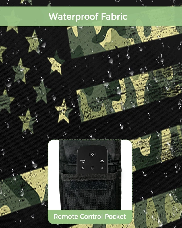 Alt view image 3 of 5 - Camouflage American Flag Outdoor TV Cover 52-55 Inch Weatherproof, Oxford Heavy Duty Waterproof Outside Flat Screen TV Cover Protector for Television Outdoor Accessories Rustic Retro Green Flag