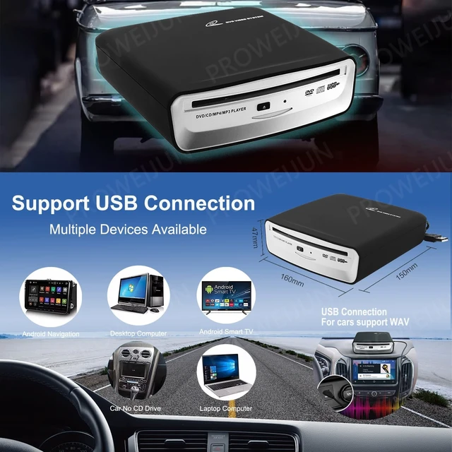 Alt view image 3 of 5 - Portable CD Player for Car,External Car Cd Players with AUX& FM Transmitter