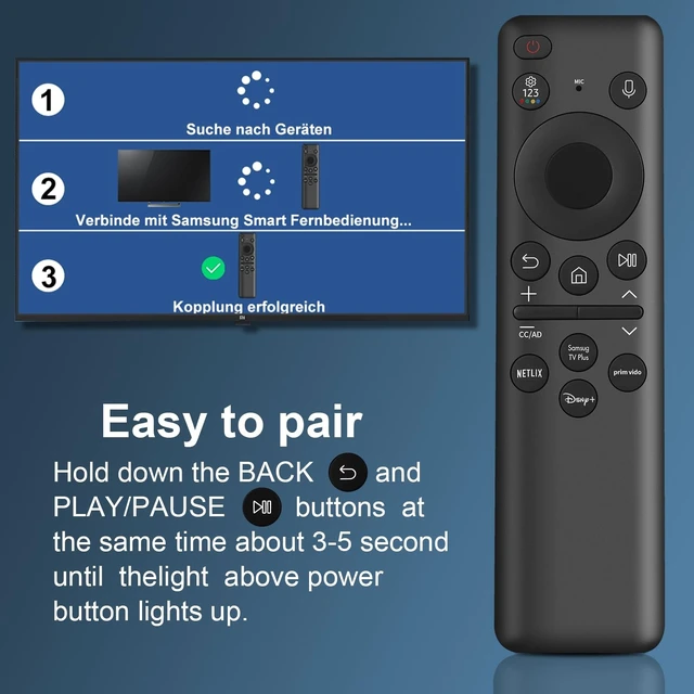Alt view image 5 of 5 - BN59-01432A Replacement Remote Control for Samsung Smart TV, Solar & USB-C Rechargeable, Universal for 2019-2026 Samsung Smart TVs with Voice Function