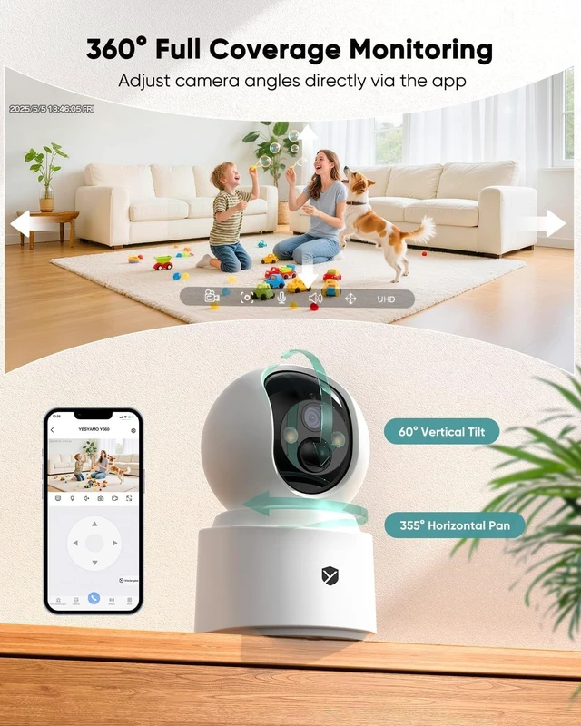Alt view image 5 of 5 - YesiLens Indoor Camera Wireless, Pet Camera Indoor with Phone App