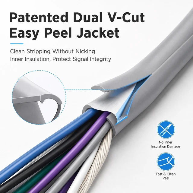 Alt view image 3 of 5 - Recoil 20-Feet 9-Conductor Speaker Cable 18AWG Pure OFC Easy Peel Jacket