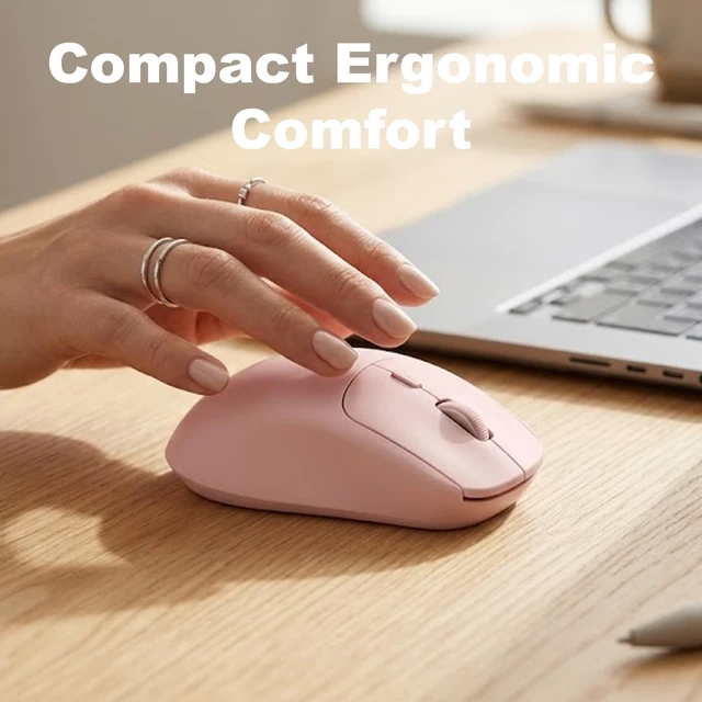 Alt view image 3 of 5 - XO Poppy Foldable Wireless Keyboard and Mouse Combo - Compact Travel Bluetooth Keyboard Set for iPad, iPhone, Windows PC, Mac, Android Tablets ^^ Rechargeable - Blush Pink