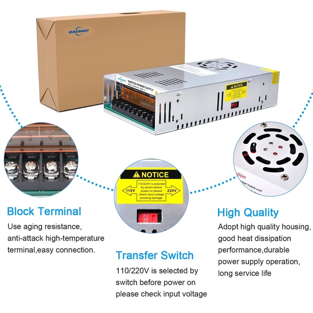Alt view image 5 of 5 - Daedalus 48V DC Switching Power Supply AC to DC Power Converter, 600W, 12.5A