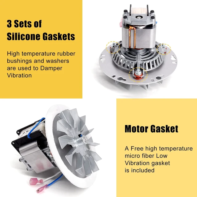 Alt view image 5 of 5 - Adviace Replacement A-E-027 Combustion Blower Exhaust Fan Motor for Breckwell P23, P22, P24, P24I, P4000, P2000I, P2700, P2000, P23I, P1000, P26 Pellet Stoves