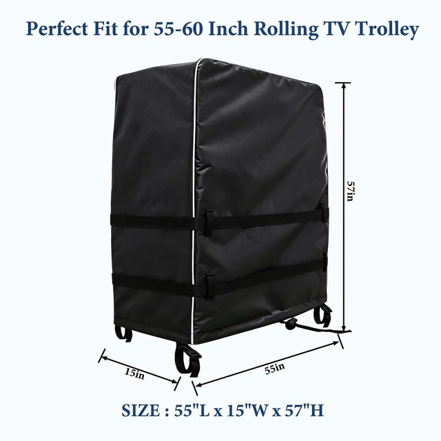 Alt view image 3 of 5 - 55-60 Inch Windproof Outdoor TV Trolley Cover, Heavy Duty Oxford Weatherproof Dustproof Cover for Mobile Rolling TV Stand(55''L x 15''W x 57''H)