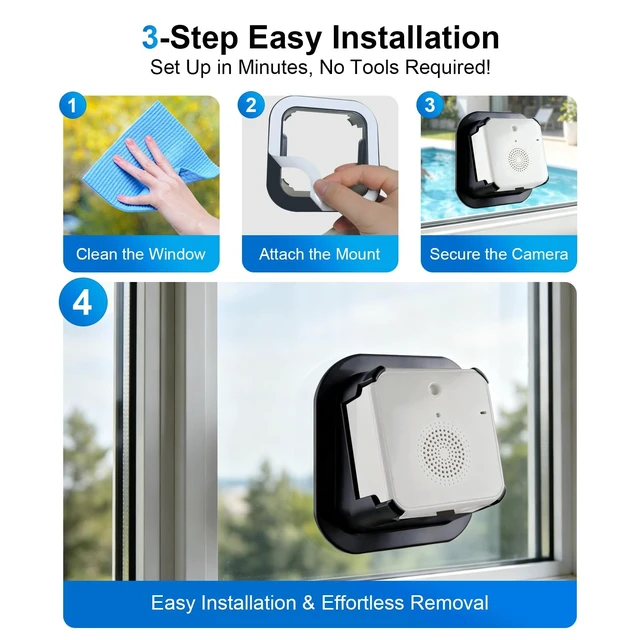 Alt view image 2 of 5 - 2K Wireless Window Camera with 45-Day Battery, 2.4/5G WiFi, 6s Pre-Roll