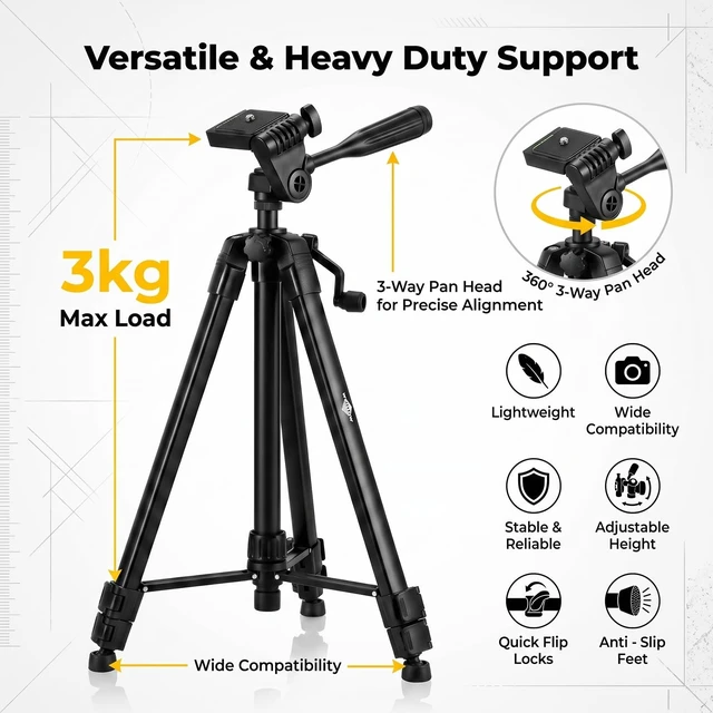 Alt view image 2 of 5 - Lightweight Portable Adjustable Tripod for Laser Level, Black