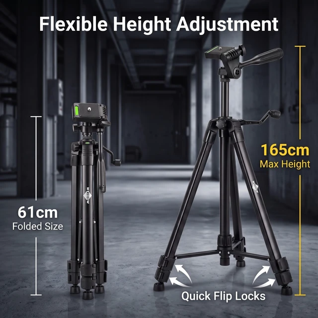 Alt view image 4 of 5 - Lightweight Portable Adjustable Tripod for Laser Level, Black