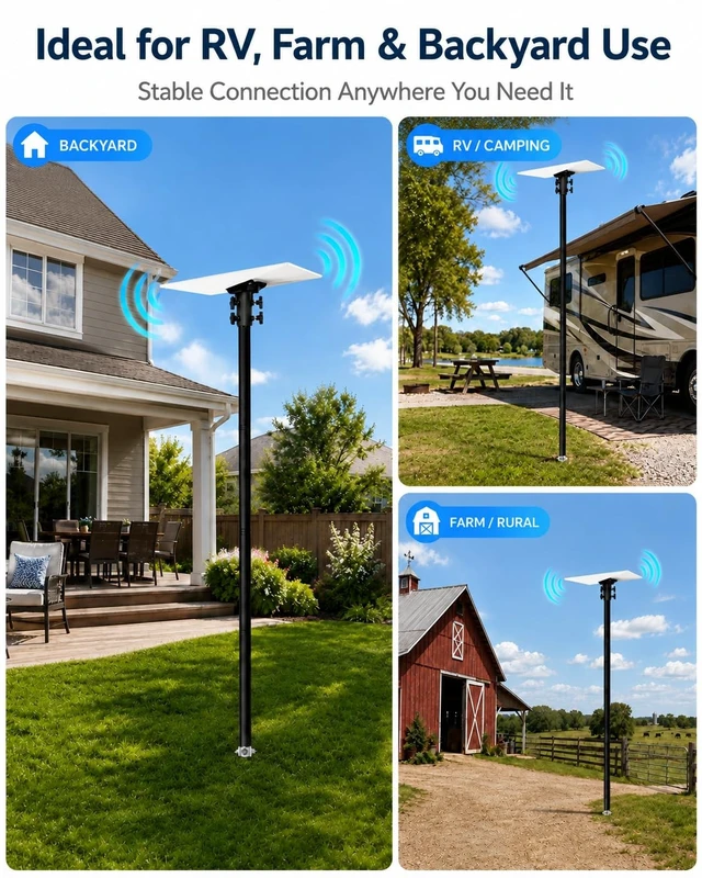 Alt view image 4 of 5 - 10Ft Pole Mount Kit Compatible with Starlink Gen 3 for RV&Outdoor