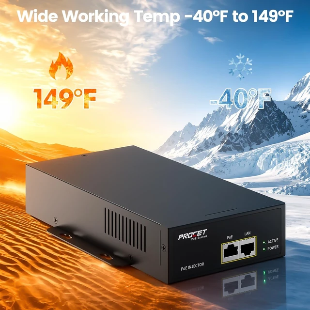 Alt view image 5 of 5 - PROCET PoE Injector 1 GbE Gigabit PoE++ 95W, -40 to 149, 6Kv Surge Protection for mmWave Bridge, PTZ/AI Camera, Speed Radar Sign, Wireless AP, Smart Factory, LED Sign Display, Base Station