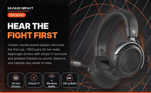 Alt view image 2 of 5 - Savage Impact TR50 Wireless Gaming Headset, Black