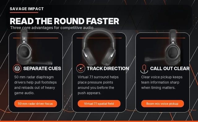 Alt view image 3 of 5 - Savage Impact TR50 Wireless Gaming Headset, Black