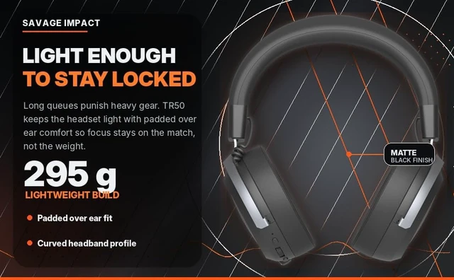 Alt view image 4 of 5 - Savage Impact TR50 Wireless Gaming Headset, Black