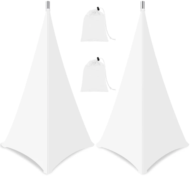 Main image of Meeynn Speaker Stand Cover-Speaker Cloth with 360 Degree Cover, Speaker Tripod Scrim Cover for Speaker/Lighting with Free Travel Bag, 2 Pack White
