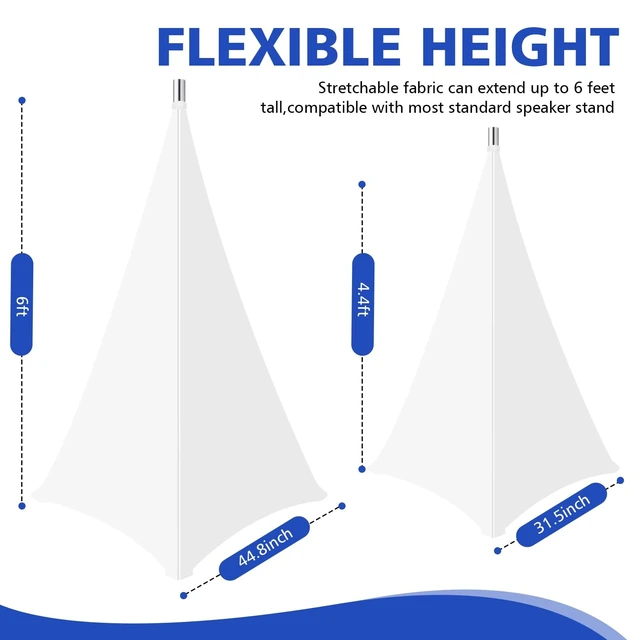 Alt view image 4 of 5 - Meeynn Speaker Stand Cover-Speaker Cloth with 360 Degree Cover, Speaker Tripod Scrim Cover for Speaker/Lighting with Free Travel Bag, 2 Pack White