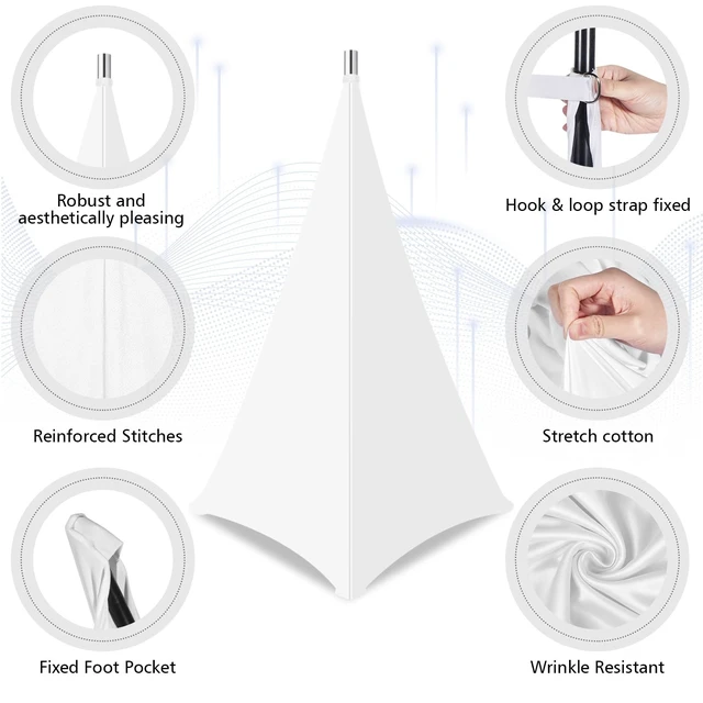 Alt view image 2 of 5 - Meeynn Speaker Stand Cover-Speaker Cloth with 360 Degree Cover, Speaker Tripod Scrim Cover for Speaker/Lighting with Free Travel Bag, 2 Pack White