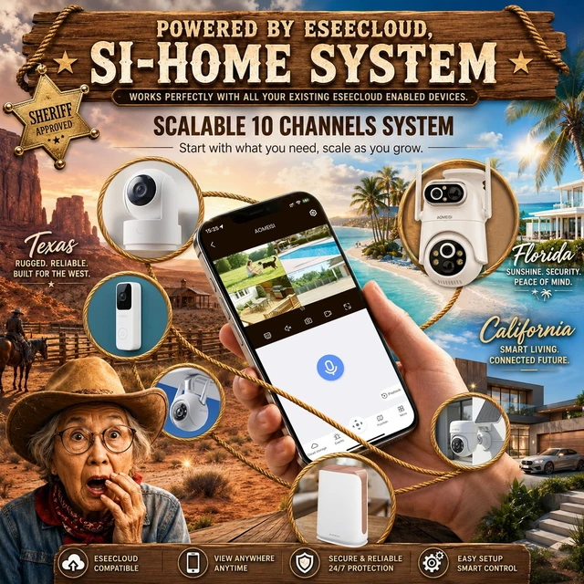 Alt view image 2 of 5 - Eseecloud Dual Lens 4-Cam Solar Security Camera System, 500GB HDD Included