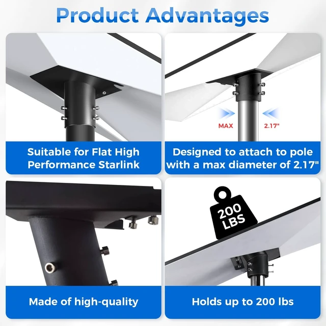 Alt view image 4 of 5 - WOMEDUAL Starlink Gen 3 Mount Bracket, Black Aluminum & Steel, Wall Mount, Compatible with Starlink Standard Dish, V3 Kickstand Dishy