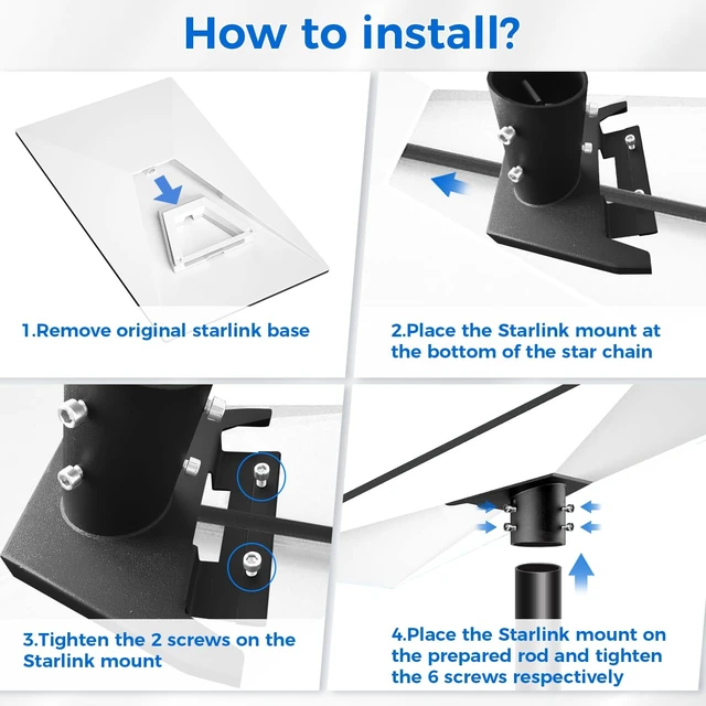 Alt view image 5 of 5 - WOMEDUAL Starlink Gen 3 Mount Bracket, Black Aluminum & Steel, Wall Mount, Compatible with Starlink Standard Dish, V3 Kickstand Dishy