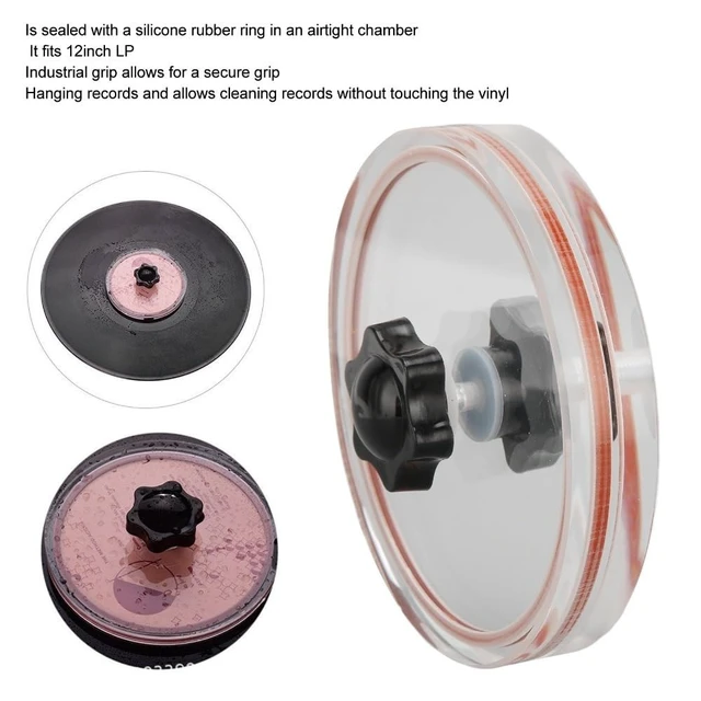 Alt view image 3 of 5 - Anu Limen 12 Inch Transparent Acrylic Record Label Saver Leak-Proof Design Protective Clip with Silicone Ring for Vinyl Record Care(Red)