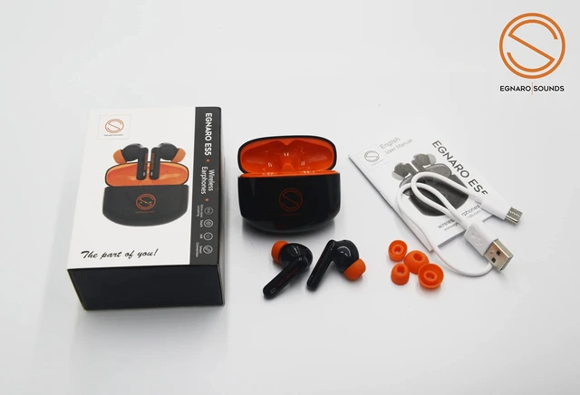 Alt view image 2 of 5 - EGNARO ES5 True Wireless Stereo Earbuds Earphones, Bluetooth 5.1, Active Noise Cancelling, Touch Controls with Microphone and IPX4 Water Resistance, Color Black