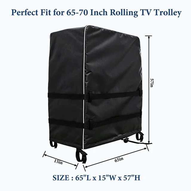 Alt view image 3 of 5 - 65-70 Inch Windproof Outdoor TV Trolley Cover, Heavy Duty Oxford Weatherproof Dustproof Cover for Mobile Rolling TV Stand (65''L x 15''W x 57''H)