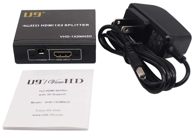 Alt view image 3 of 4 - U9 ViewHD 2 Port 1x2 Powered HDMI 1 in 2 Out Mini Splitter for 1080P & 3D ^^ Model: VHD-1X2MN3D