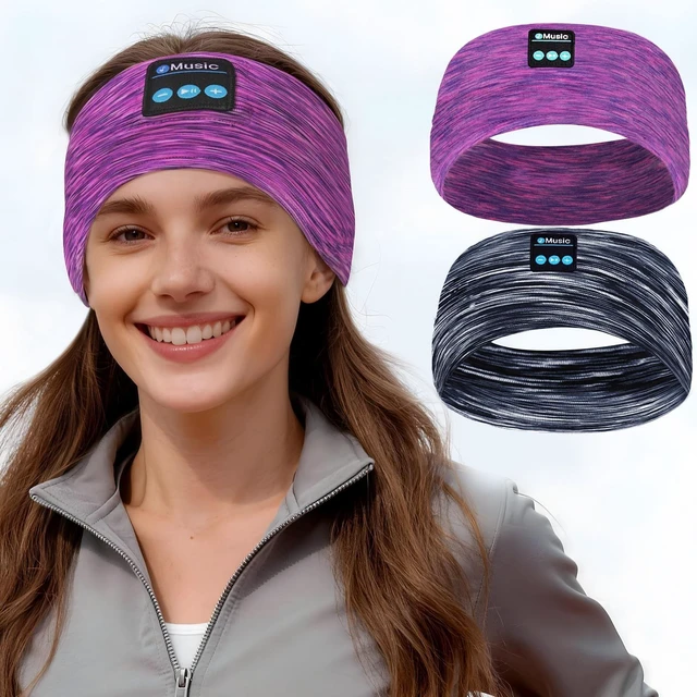 Main image of 2-Pack Bluetooth Headband Headphones, Wireless Sports Headband, Washable Music Headband with Secure Fit for Running, Workout, Gym, Yoga, Sleep Headphones for Side Sleepers- Great Gift