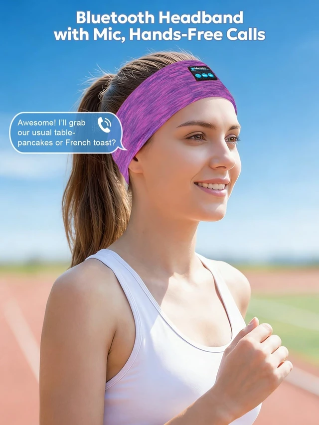 Alt view image 3 of 5 - 2-Pack Bluetooth Headband Headphones, Wireless Sports Headband, Washable Music Headband with Secure Fit for Running, Workout, Gym, Yoga, Sleep Headphones for Side Sleepers- Great Gift