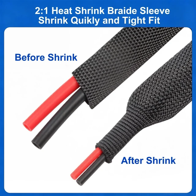 Alt view image 4 of 5 - Heat Shrink Braided Cable Sleeve, 25ft 3/4" Wire Management Cord Protector