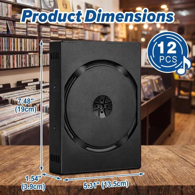 Alt view image 2 of 5 - Gerrii 16 Pcs Black 12 Disc Dvd Cases with 5 Flip Trays and Outer Clear Sleeve