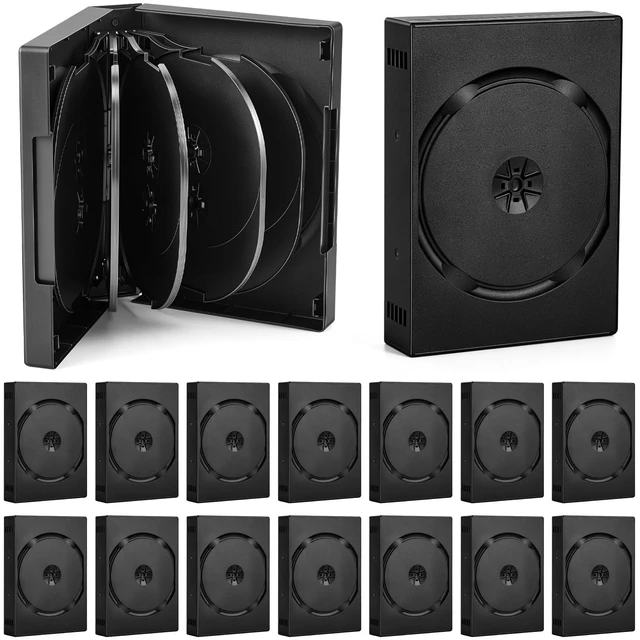 Main image of Gerrii 16 Pcs Black 12 Disc Dvd Cases with 5 Flip Trays and Outer Clear Sleeve