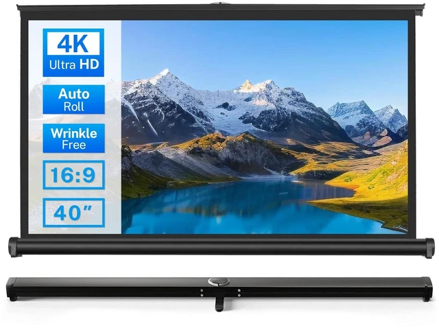 Main image of 40 inch Small Projector Screen, Goldengrainv Retractable Pull Up Screen, Floor Projector Screen, 16:9 4K Portable Screen for Projector, Roll Down Movie Screen for Gaming Indoor, Mini White Screen