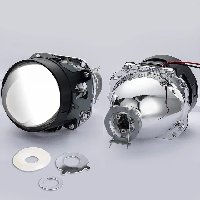 Alt view image 4 of 4 - YUFANYA 2.5Mini Projector Lens LHD Bixenon Projector Lens with 2.5inch Sliver Chrome Shrouds Decoration,High/Low Beam Function Mini H1 Universal Fit for H1 H4 H7 Car Motorcycle Retrofit