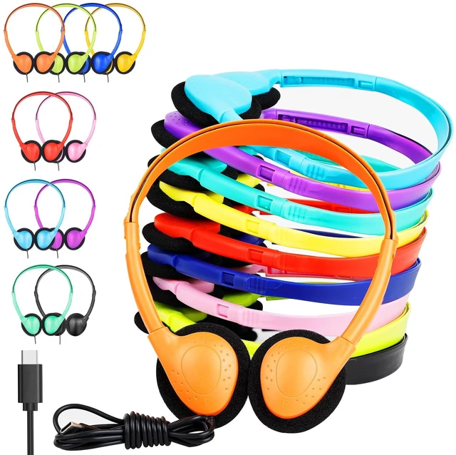 Main image of OYSLKJ USB-C Classroom Headphones Bulk 30 Pack, On Ear Wired for Kids