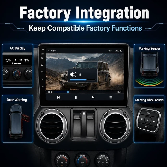 Alt view image 4 of 5 - Sowtizyn for Jeep Wrangler JK Dodge Ram Android Radio Wireless CarPlay Stereo Upgrade