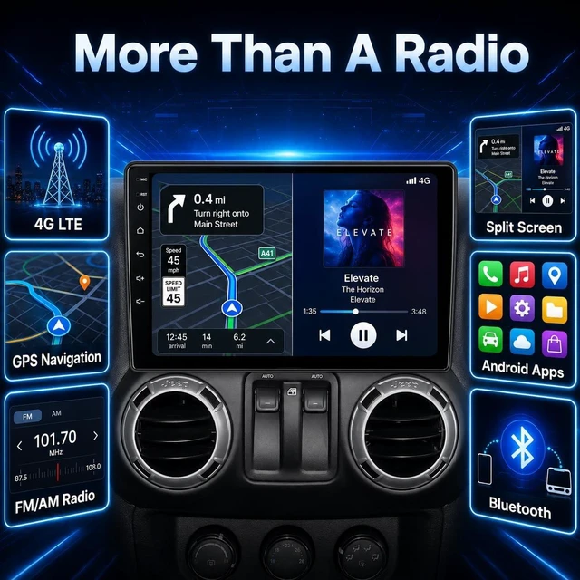 Alt view image 5 of 5 - Sowtizyn for Jeep Wrangler JK Dodge Ram Android Radio Wireless CarPlay Stereo Upgrade