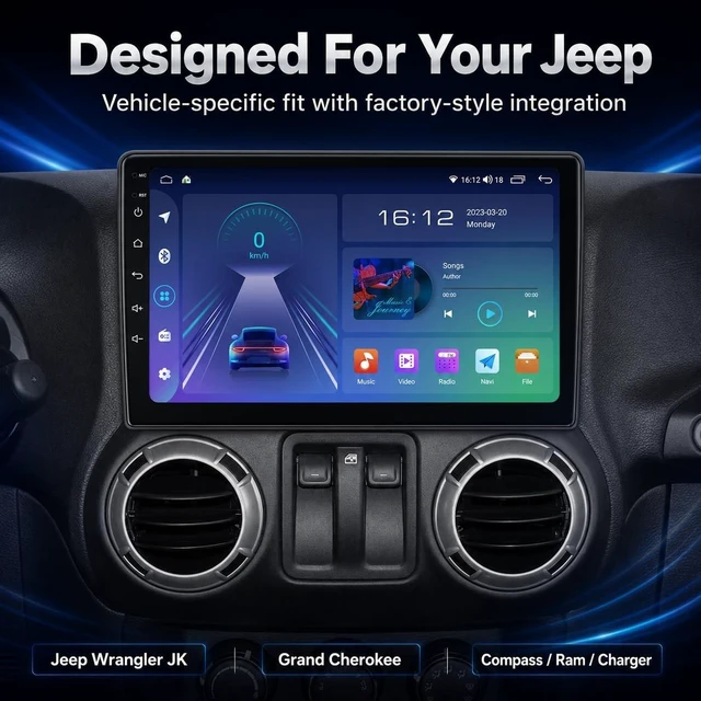 Alt view image 3 of 5 - Sowtizyn for Jeep Wrangler JK Dodge Ram Android Radio Wireless CarPlay Stereo Upgrade